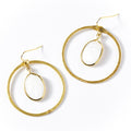 Dhavala Gold Hoop Dangle Earrings - White