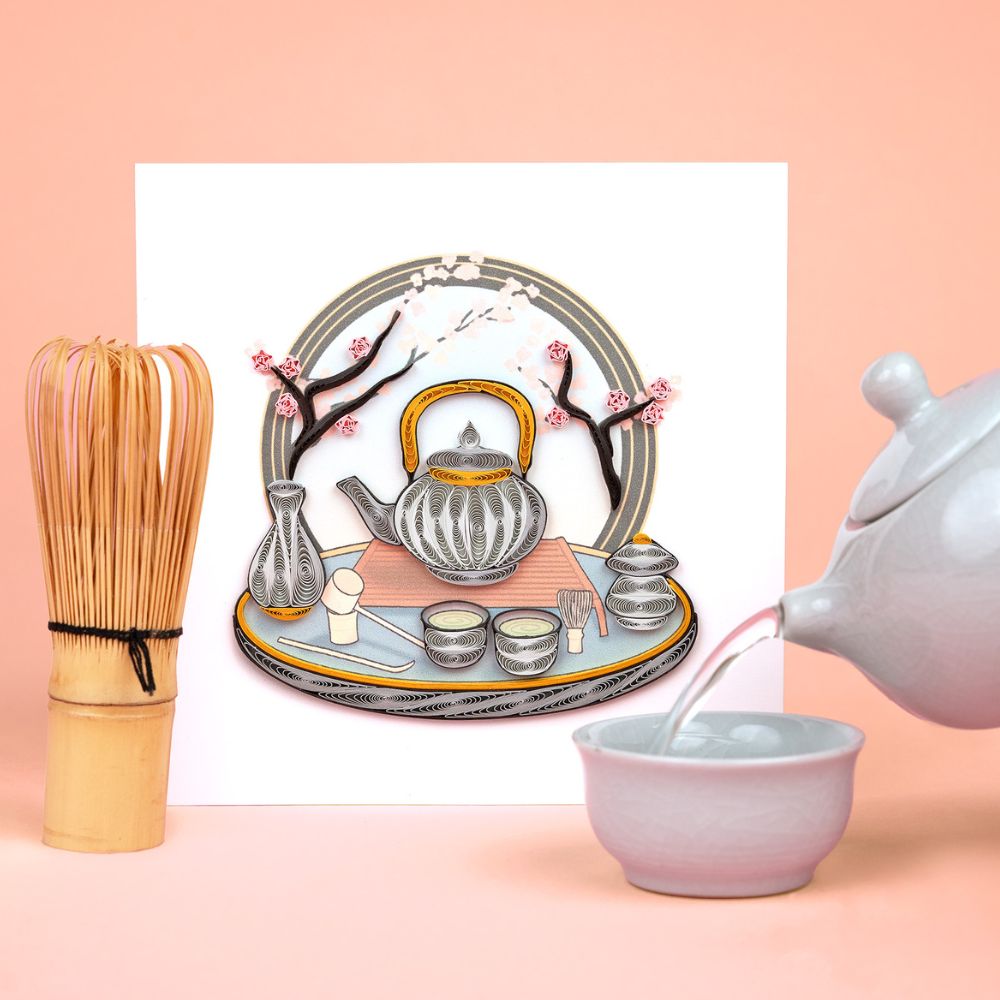 Japanese Tea Ceremony Quilled Greeting Card