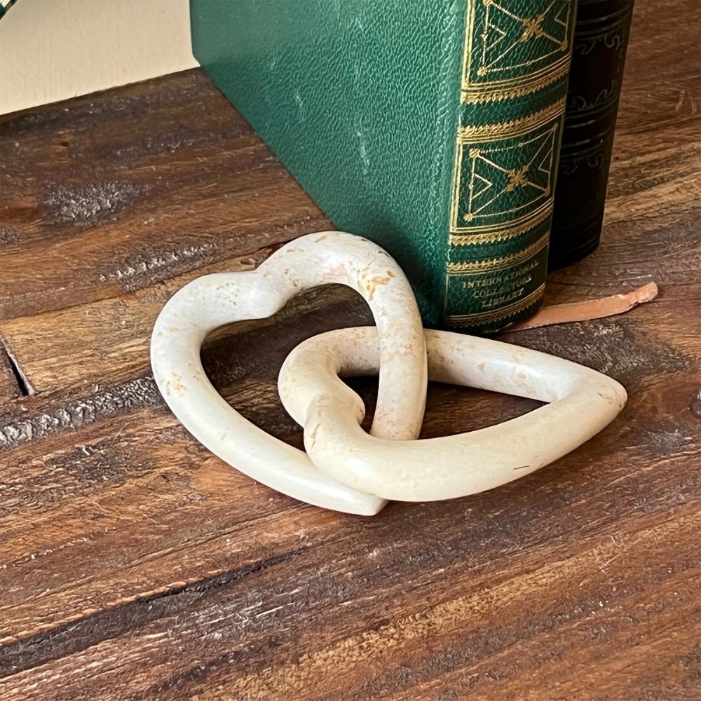 Natural Soapstone Twine Hearts