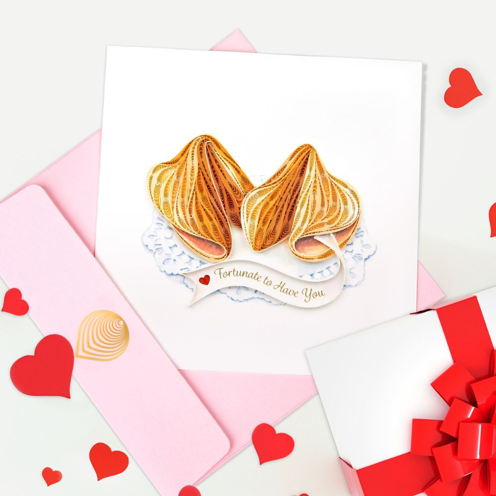 Love Fortune Cookies Quilled Greeting Card