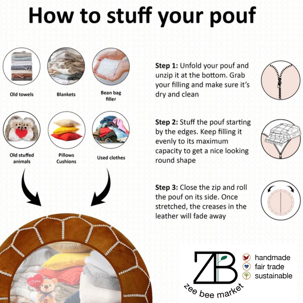 Moroccan Leather Pouf