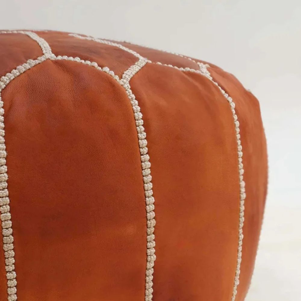 Moroccan Leather Pouf