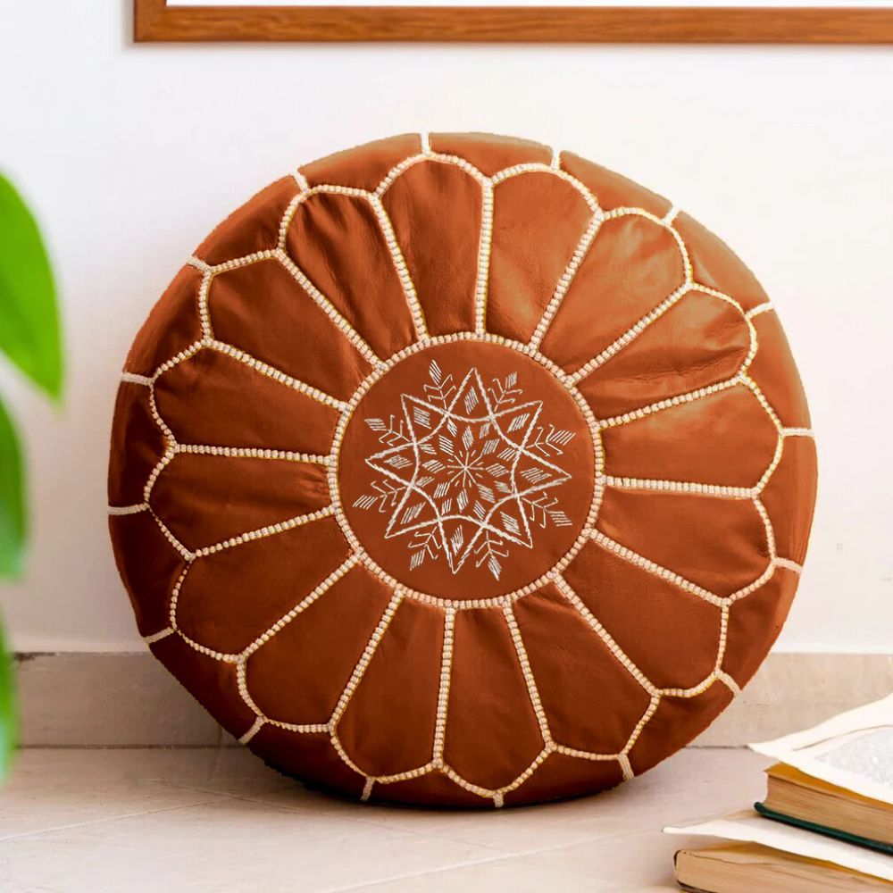 Moroccan Leather Pouf