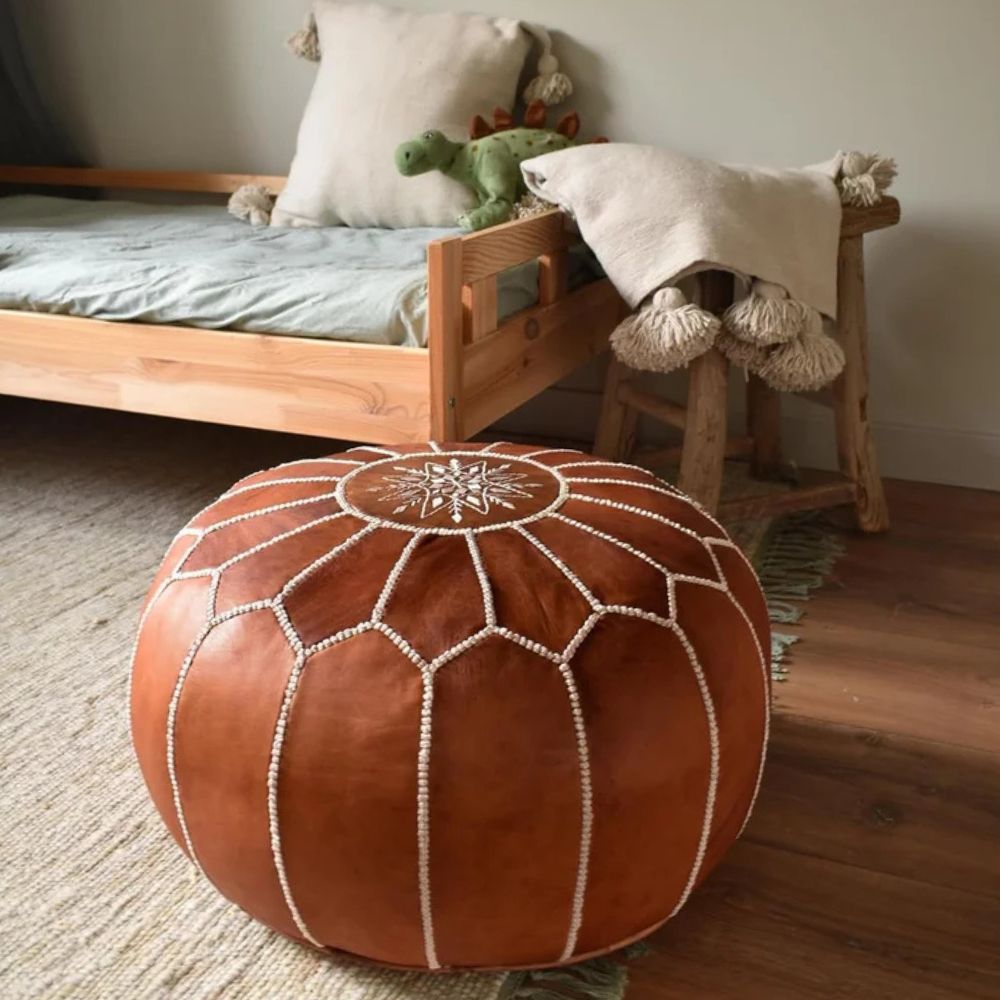Moroccan Leather Pouf