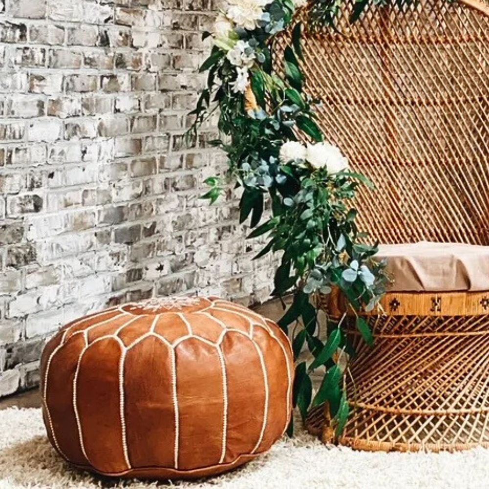 Moroccan Leather Pouf