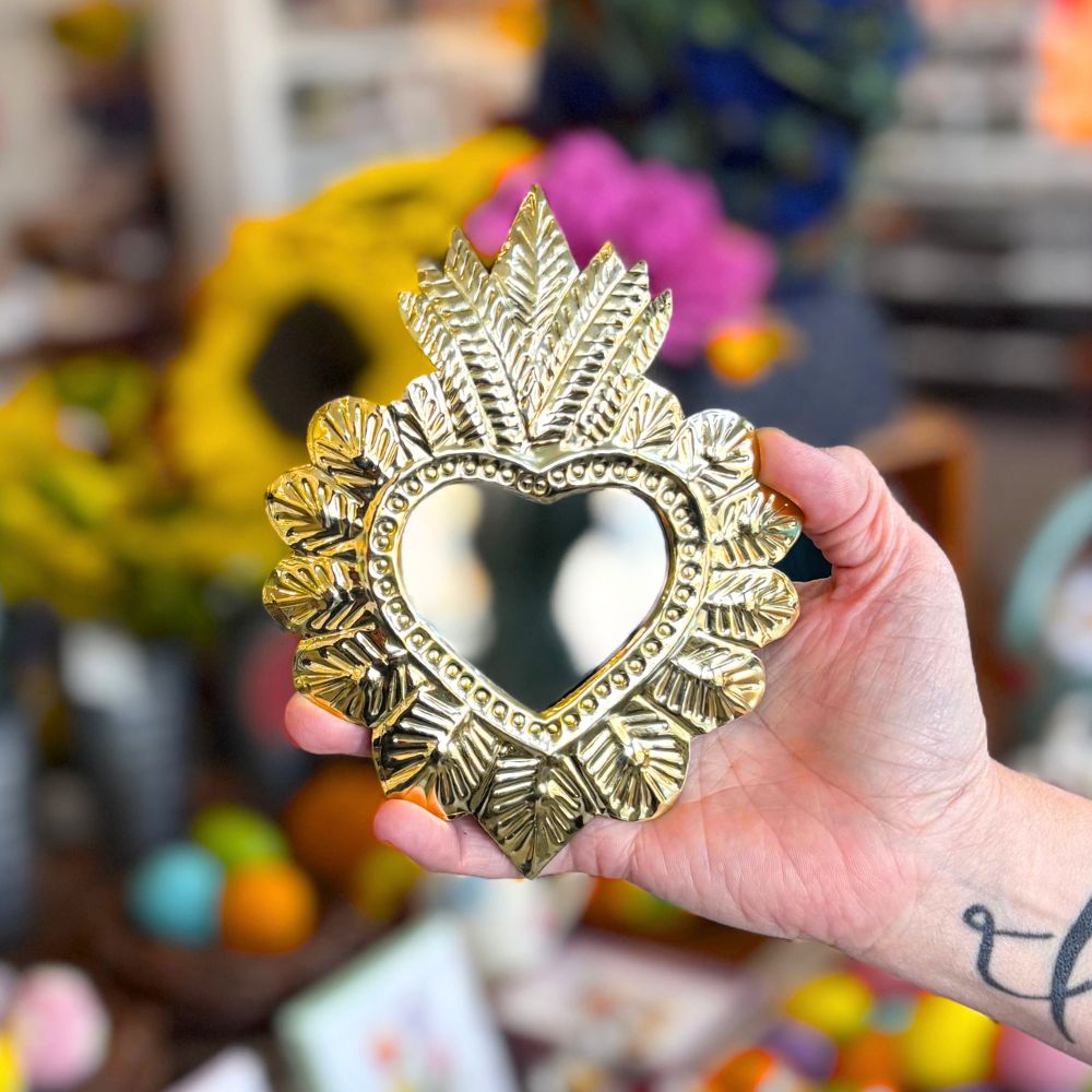 Moroccan Tin Sacred Heart Wall Mirror