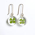 Resin Mini Moon Earrings with Four Leaf Clover