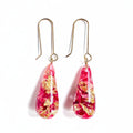 Resin Teardrop Earrings with Rose Petals