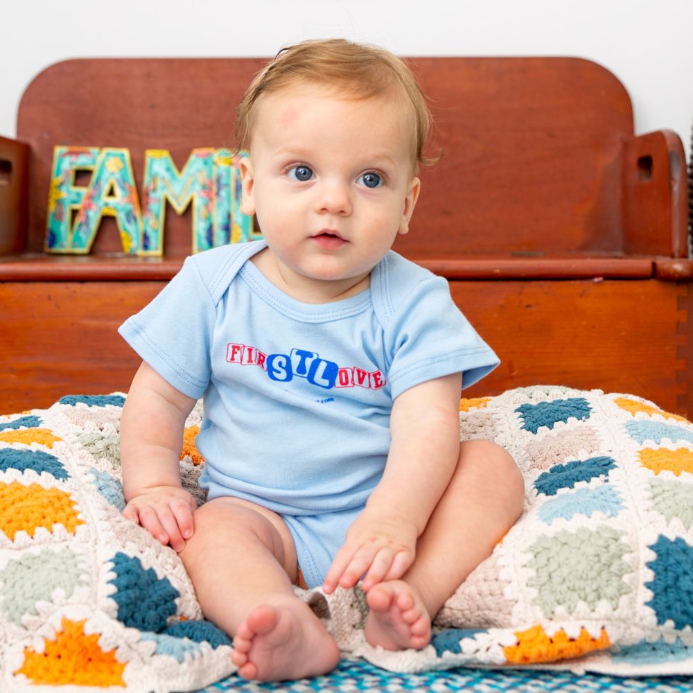 Organic Cotton Onesie FIRSTLOVE - Light Blue