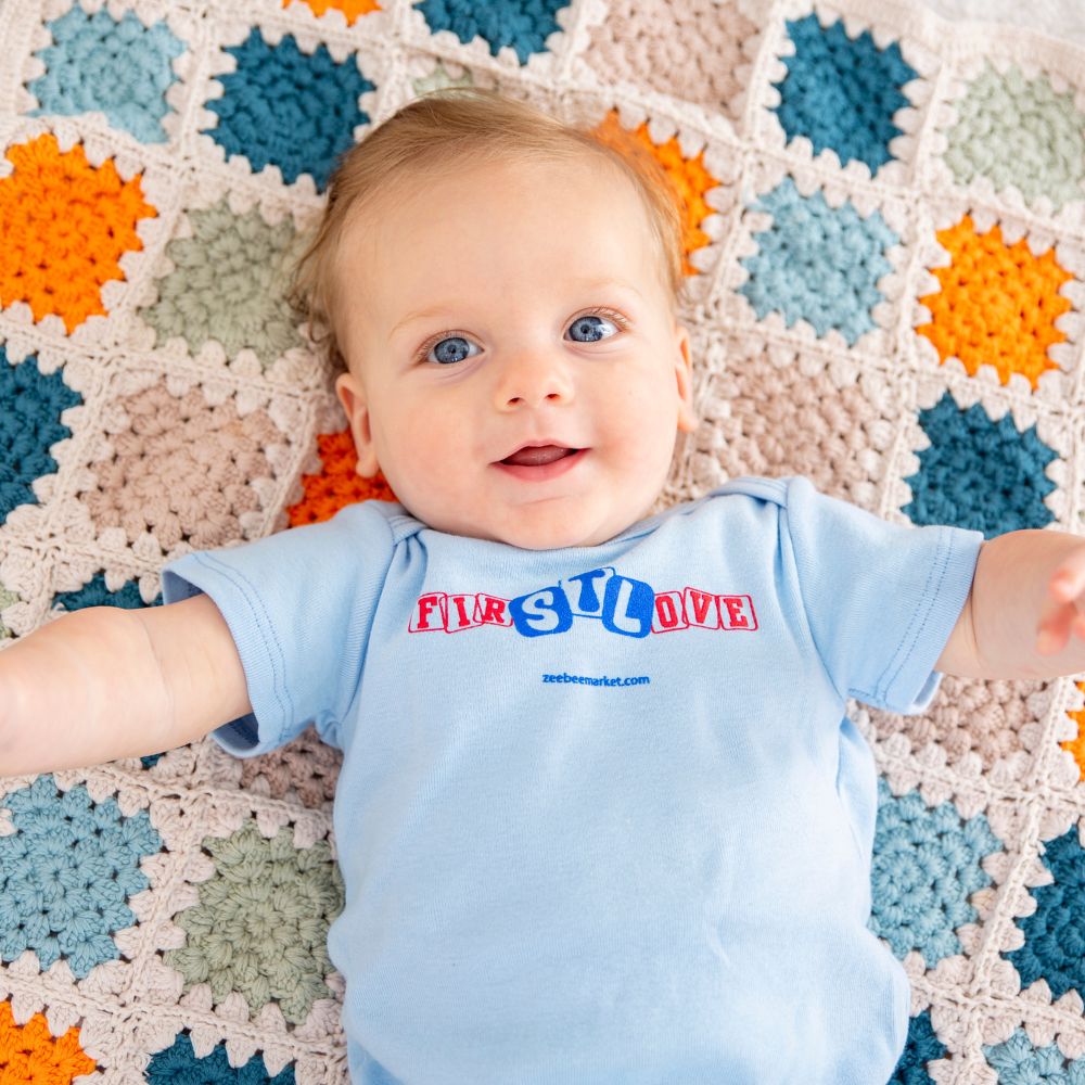 Organic Cotton Onesie FIRSTLOVE - Light Blue