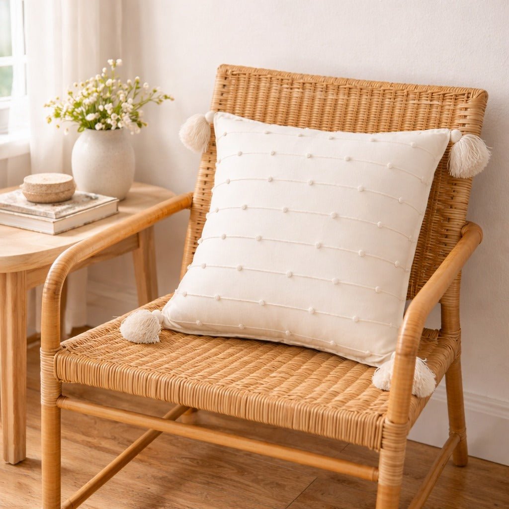 Pompom Throw Pillow Cover - Ivory
