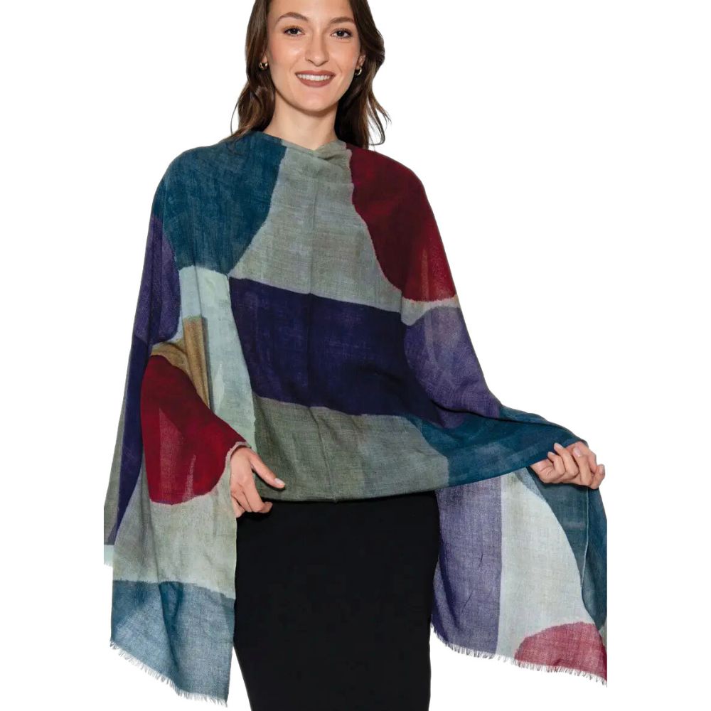 Reena Fine Wool Shawl - Abstract Multi