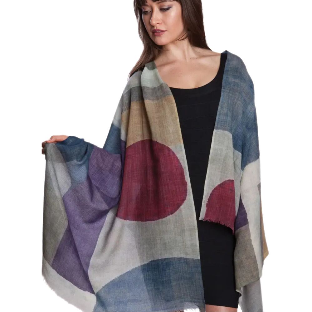 Reena Fine Wool Shawl - Abstract Multi