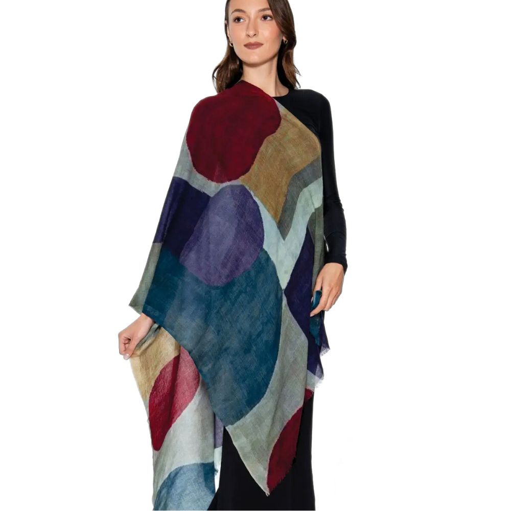 Reena Fine Wool Shawl - Abstract Multi