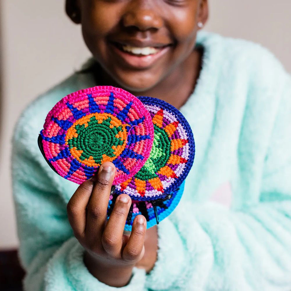 Hand-crocheted Round Zip Coin Purse 4"