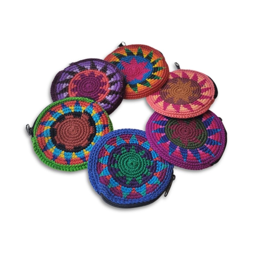 Hand-crocheted Round Zip Coin Purse 4"