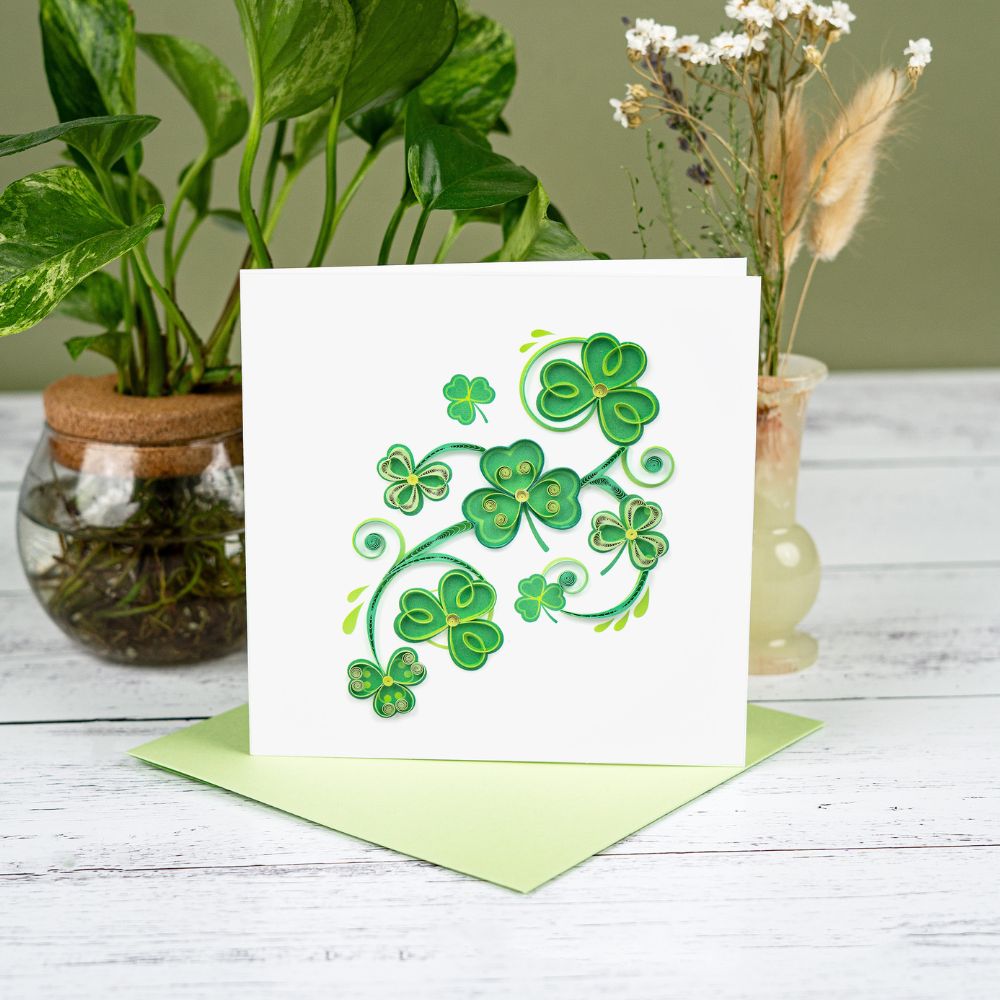 Shamrocks Quilled Greeting Card