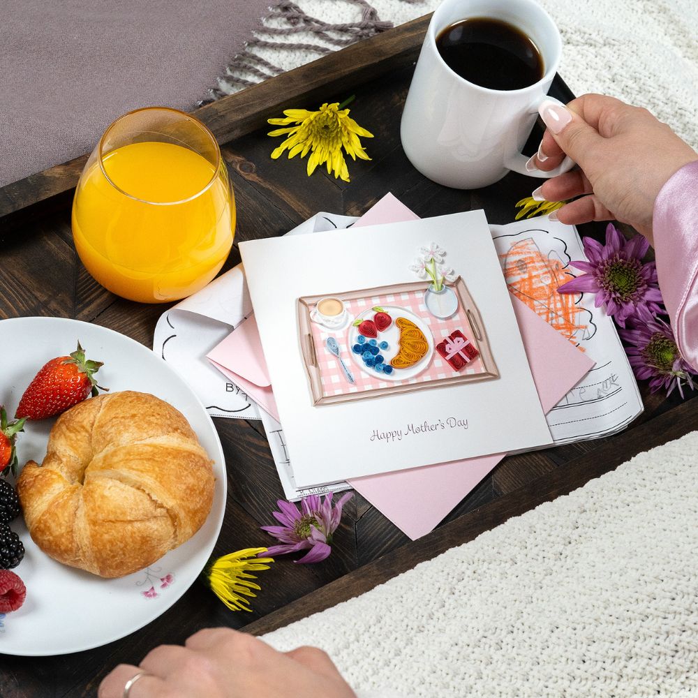 Mother's Day Breakfast in Bed Quilled Greeting Card