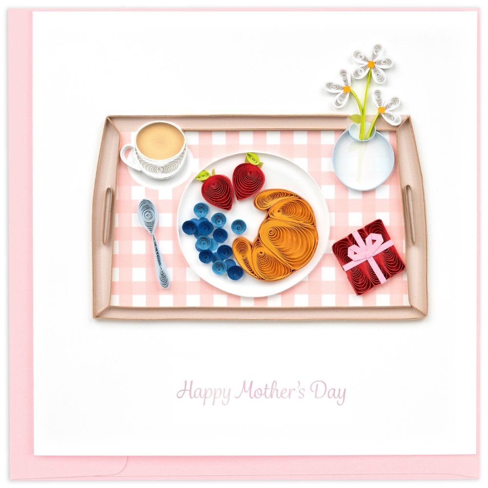 Mother's Day Breakfast in Bed Quilled Greeting Card