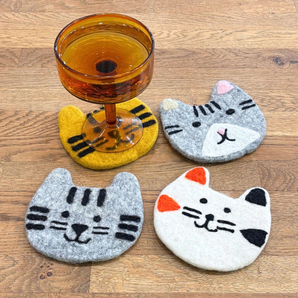 Felt Cat Coasters - Set of 4