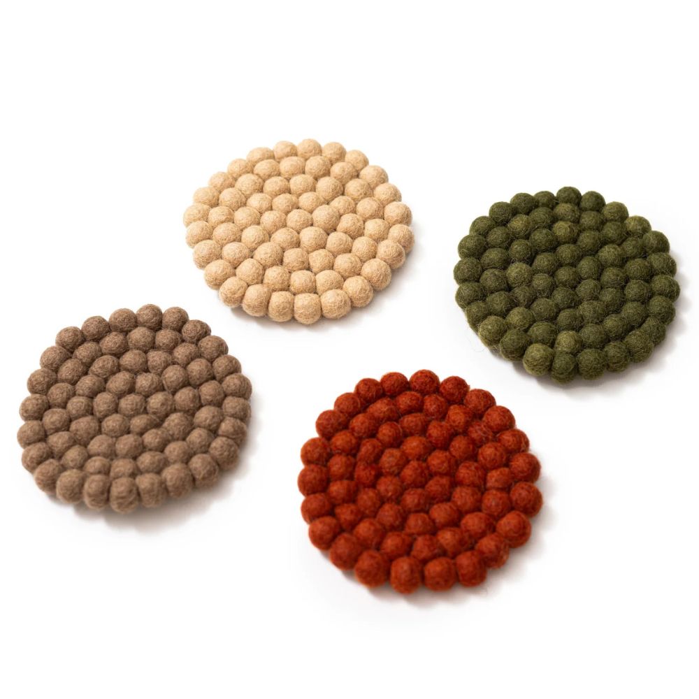 Felt Ball Coasters Harvest - Set of 4