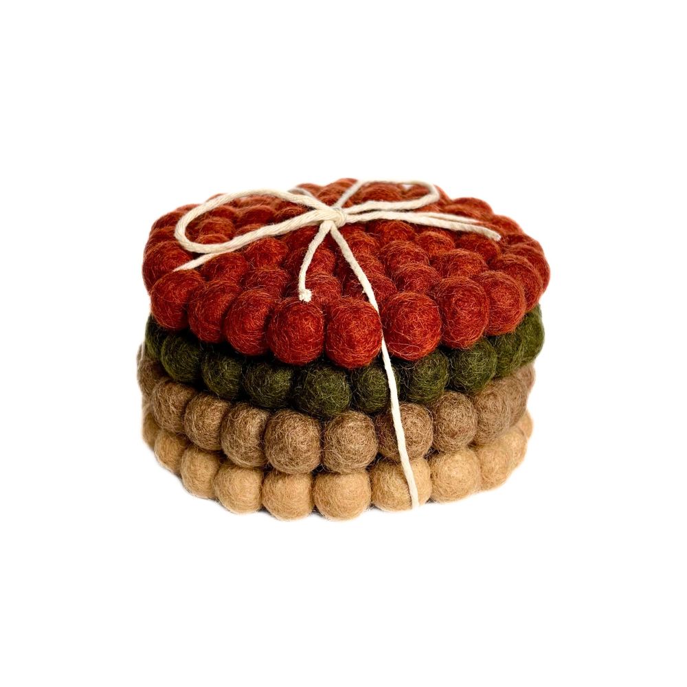 Felt Ball Coasters Harvest - Set of 4