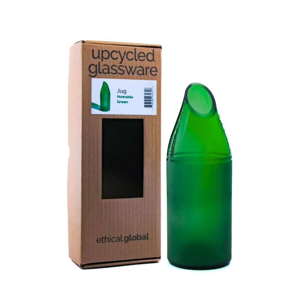Upcycled Glass Bottle Howaida Green Jug or Vase